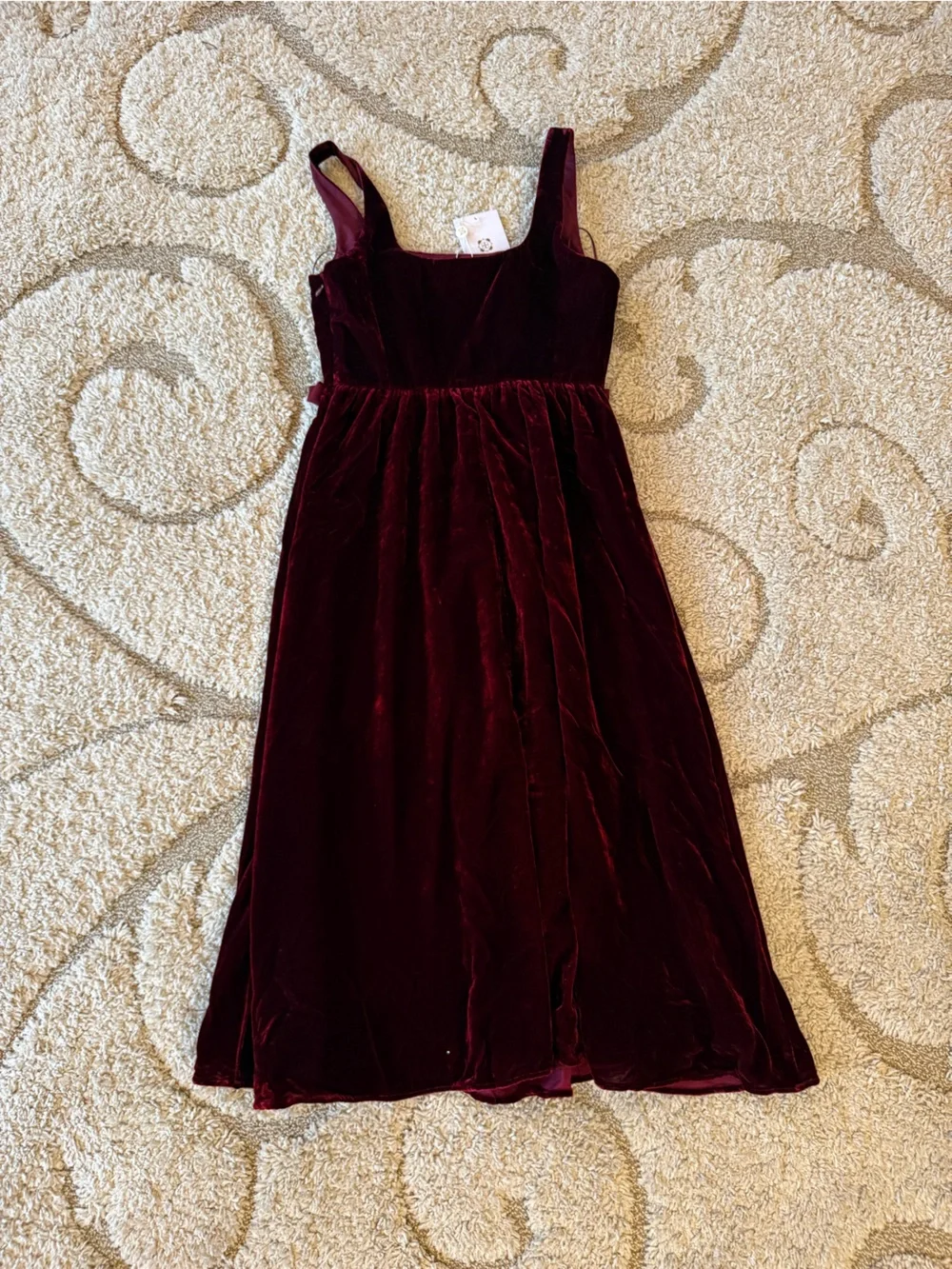 NWT Wayf Velvet Burgundy Midi Bow Dress Size S - Picture 5 of 5